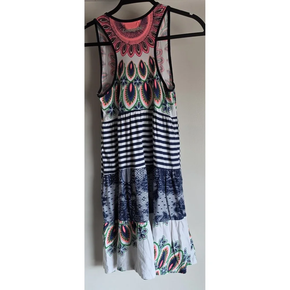 Desigual Maxi Dress Girls 13/14 Sleeveless Boho Floral Paisley Striped Cotton